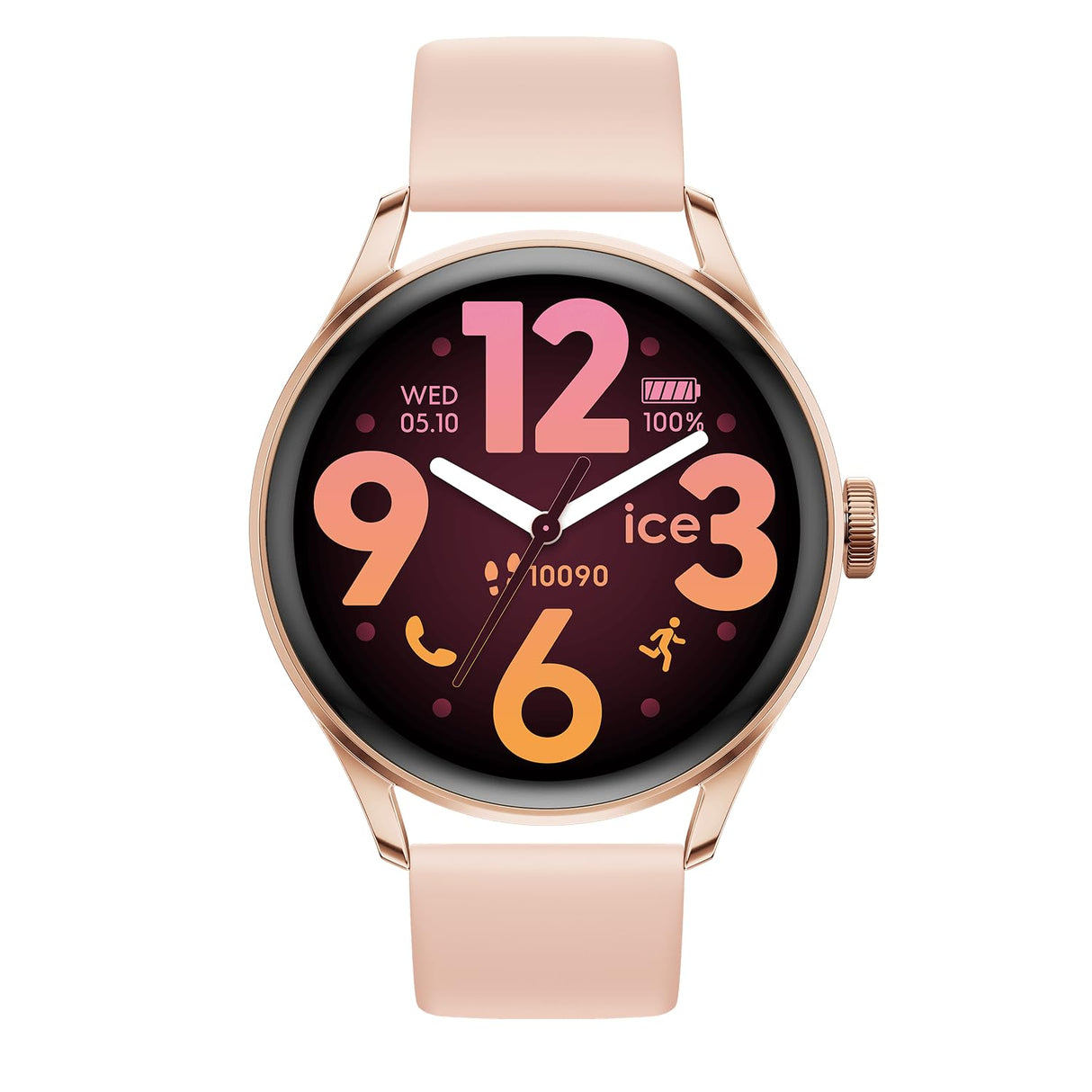 Ice-Watch - Ice Smart 3.0-1.2 Rose-Gold Nude AMOLED GPS - Reloj Conectado Redondo Rosa Oro para Mujer con Correa de Silicona - 025103 (1.20 Pulgadas)