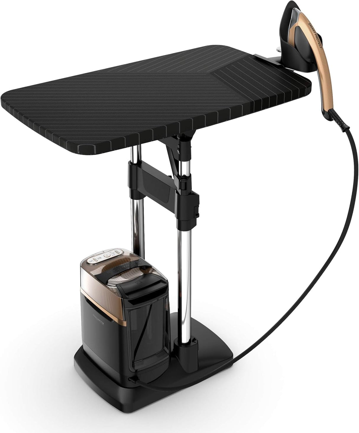 Rowenta IXEO Power QR2020 Cepillo de vapor 2170W, 5.8 bares presión vapor, depósito 1.1 L, elimina arrugas, olores y desinfecta, accesorio prendas delicadas y gruesas, tabla vertical, Negro