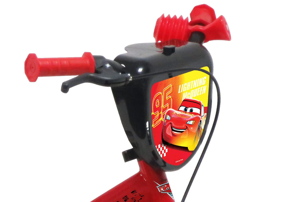 A.T.L.A.S. Bicicleta de 12'' Spiderman Equipada con 1 Freno, Placa Delantera Decorativa, Guardabarros, cárter y estabilizadores Cars niño, Rojo