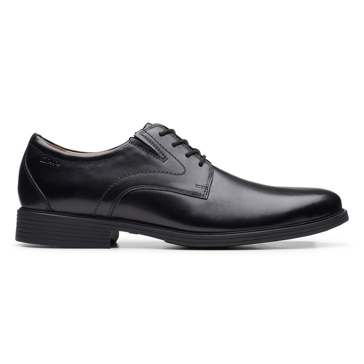 Clarks Whiddon Plain, Oxford Plano Hombre, Piel Negra, 49.5 EU