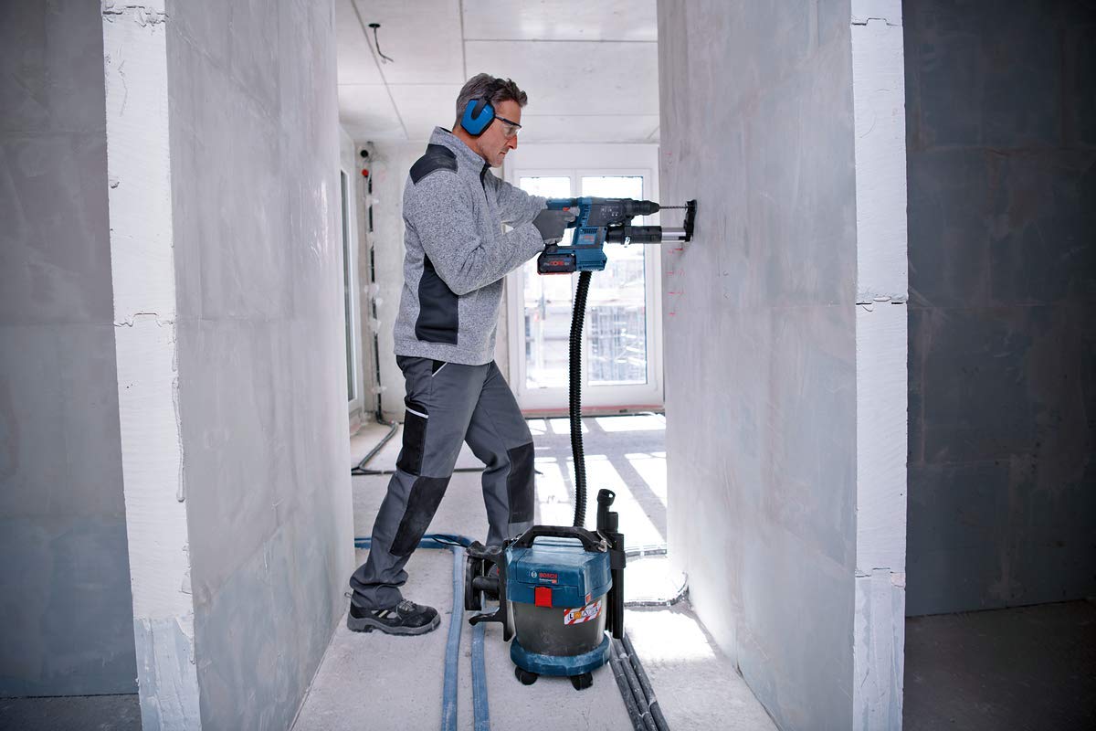 Bosch Professional GBH 18V-26 F - Martillo perforador a batería (18V, 2,6 J, Ø máx. 26 mm, SDS plus, aspiración de polvo GDE 18V-16, 2 baterías 5.5 Ah ProCORE18V, cargador, en L-BOXX)