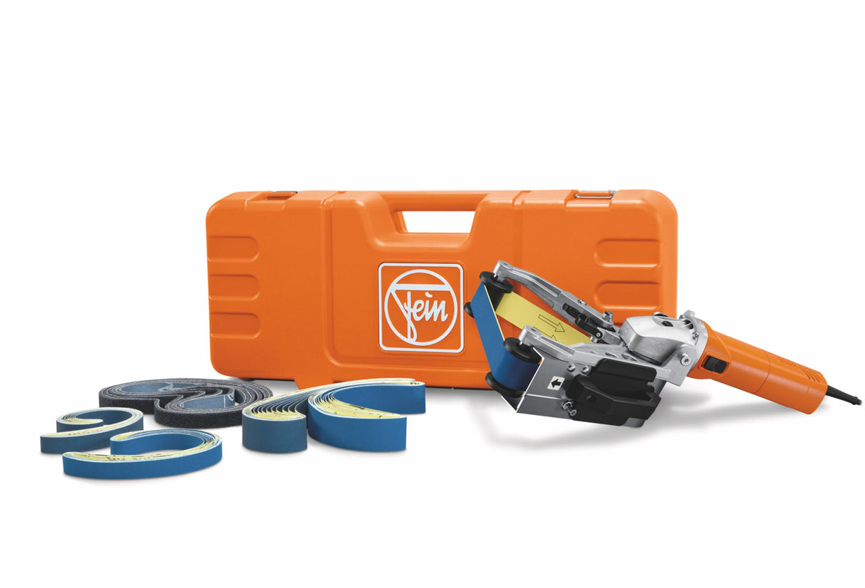 FEIN Set Lijadora para tubos RS 17-70 E para tubos y codos de tubos de acero inoxidable hasta Ø 80 mm., Velocidad en vacío 2 700-8 500 1/min, Cinta 815 x 20/40 mm. Velocidad de cinta 9-27 mt/sec