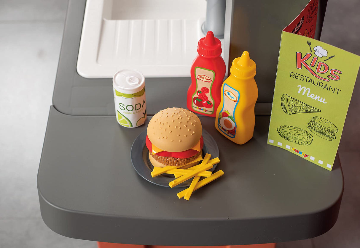 Smoby Infantil Kids Restaurant con Tres Zonas diferenciadas, INlcuye 73 accesoruios, Color (312304)