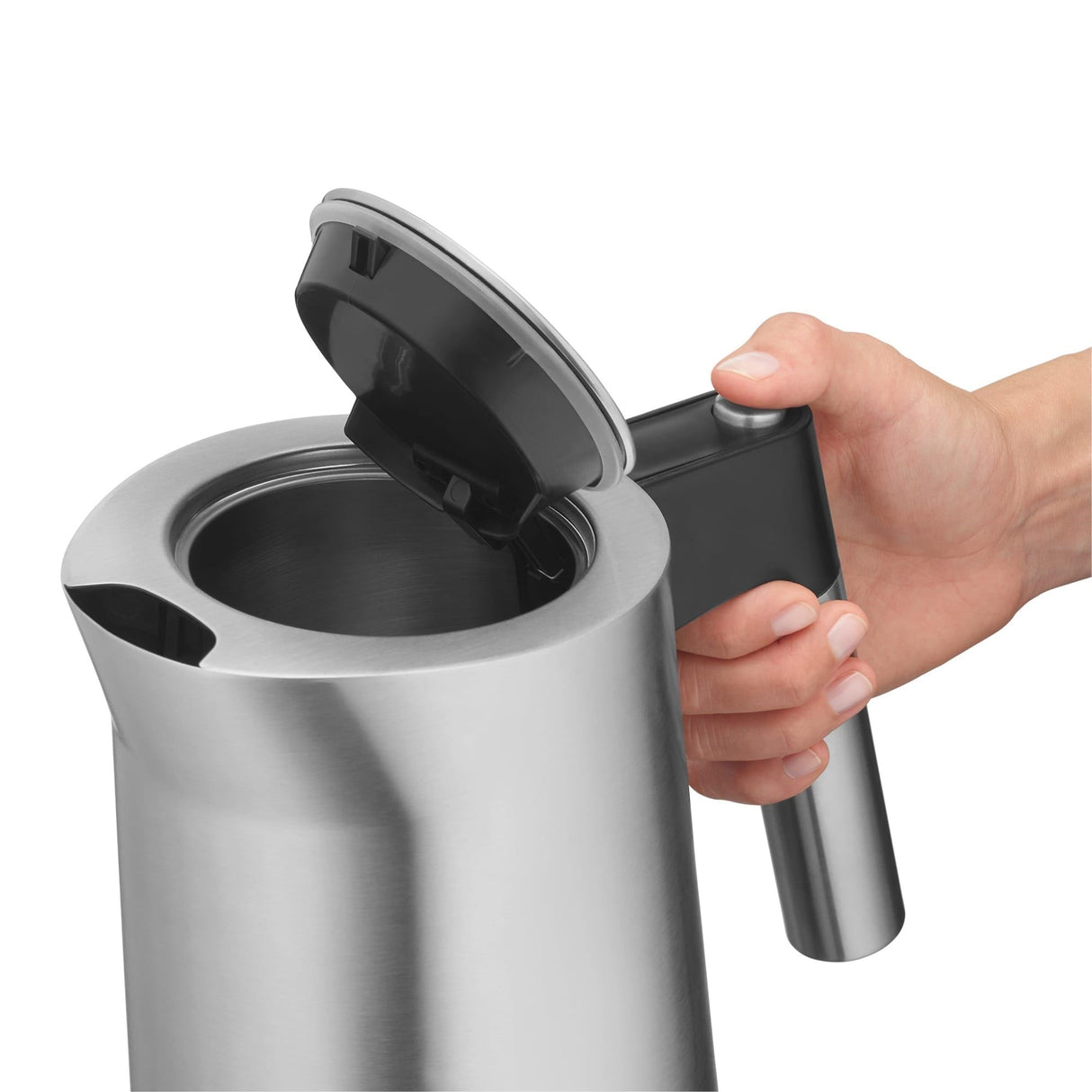 WMF Kineo Hervidor de agua con ajuste de temperatura, 1,6 l, filtro de cal, 3000 W, indicador de temperatura en vivo, hervidor eléctrico de agua de acero inoxidable mate