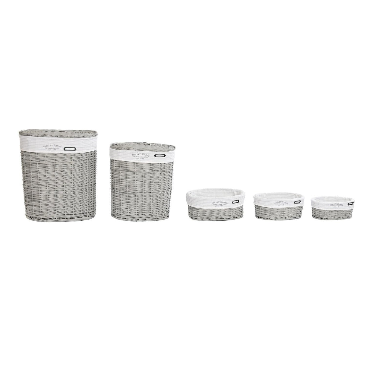CESTA ROPA SET 5 MIMBRE POLIESTER 52X38X57 GRIS