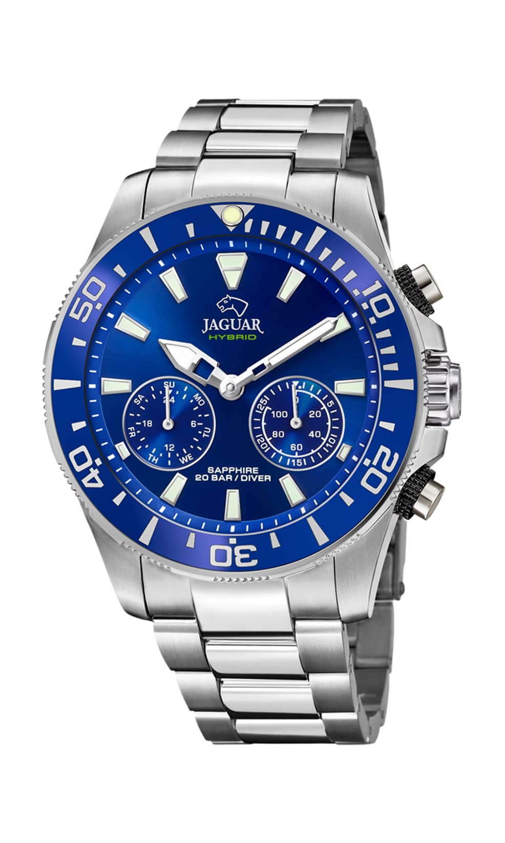 JAGUAR Reloj Modelo J888/1 de la colección Connected, Caja de 45,7 mm Azul con Correa de Acero para Caballero