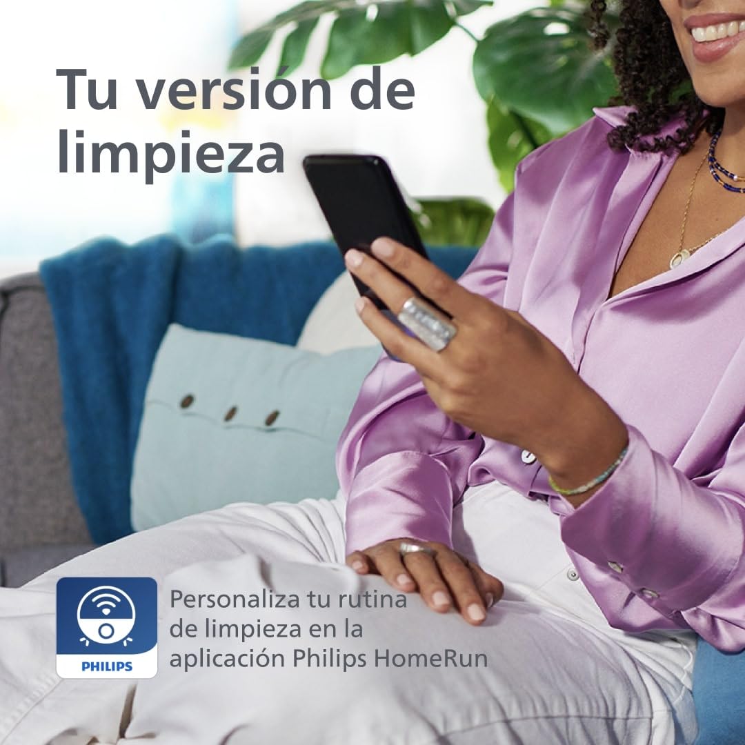 Philips Homerun Serie 5000 – Robot Aspirador, Doble mopa giratoria, 10.000 Pa, aspira y friega, autovaciado (S-Bag®), navegación por láser Lineal, App Homerun, Beige (XU5100/20)