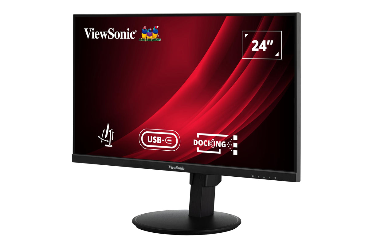 ViewSonic VG2409-MHDU-2 24” FHD 100Hz Frameless IPS Monitor with USB-C Hub, HDMI, DisplayPort In/Out, USB, Ergonomic Stand for Home & Office