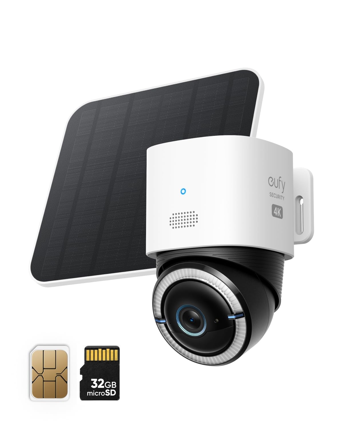 eufy Security Camara vigilancia WiFi Exterior 4G LTE CAM S330, 4K UHD con Movimiento Horizontal y Vertical, con Panel Solar, Seguimiento IA de Personas/vehículos, con Sim Card