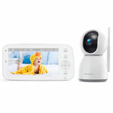 WOLFANG 1080P Camara Vigilancia Bebe con 5" 720P Pantalla, Vigilabebes con Camara con Rotación de 360° y Zoom, Sin WiFi, Visión Nocturna, Comunicación Bidirecciona, Temperatura, Detección de Llanto