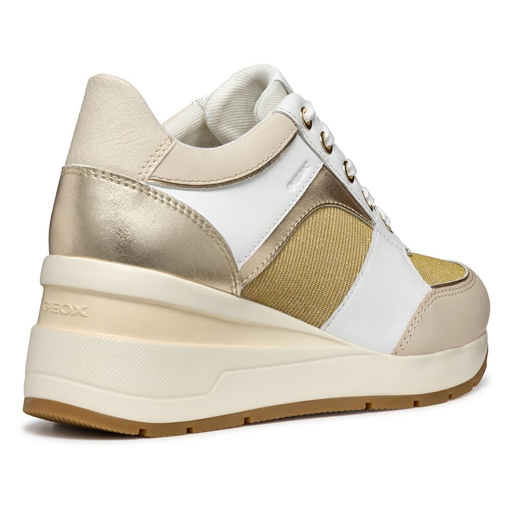 Geox D ZOSMA A, Zapatillas Mujer, White/Lt Gold, 38 EU