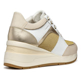 Geox D ZOSMA A, Zapatillas Mujer, White/Lt Gold, 38 EU