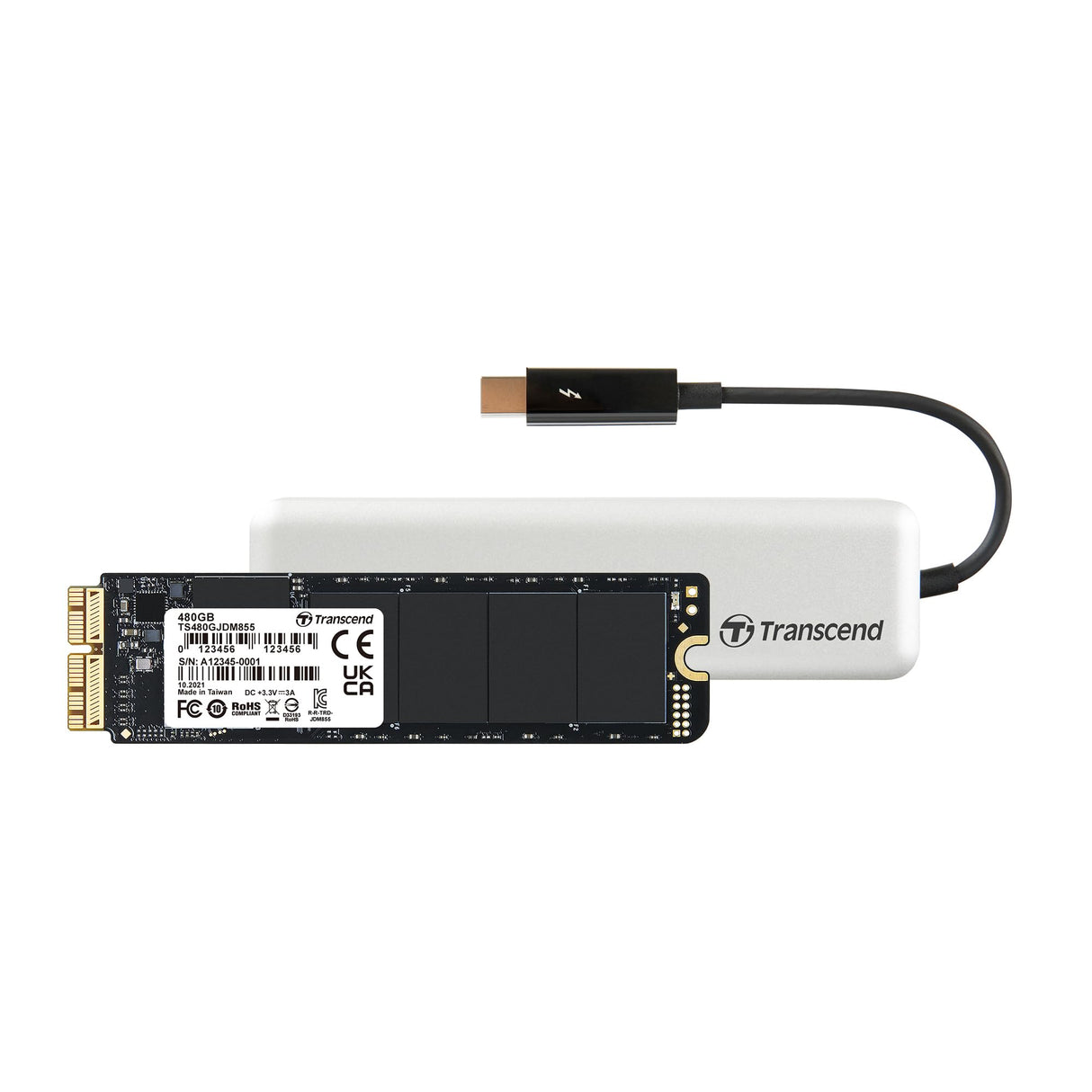 Transcend JetDrive 855 Interno SSD 480 GB para Macbook PCIexpress Gen3 x4 NVMe (Kit con Cubierta Externo Thunderbolt, Funda y Destornillador) TS480GJDM855