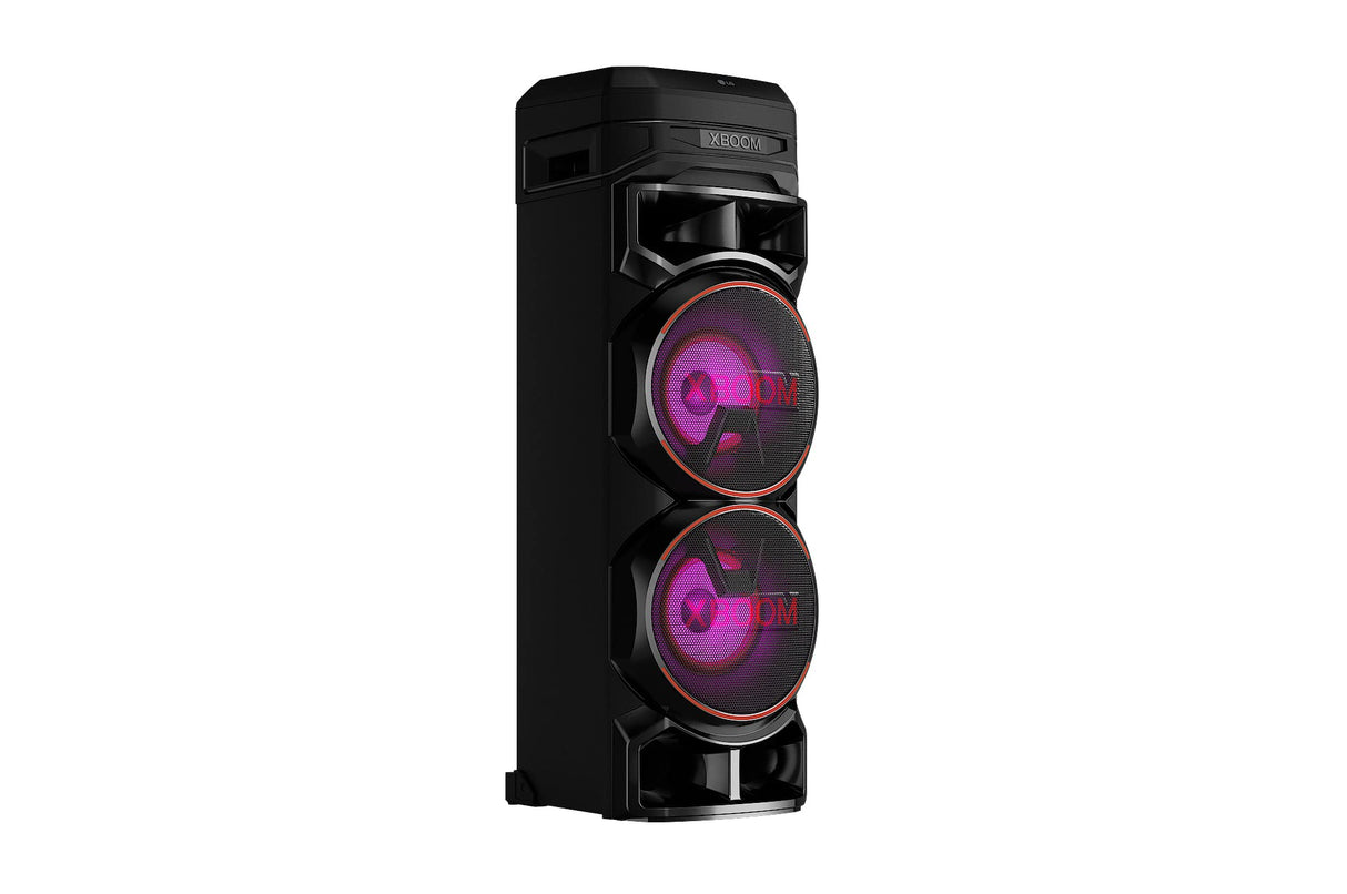 LG XBOOM RNC9, Altavoz de Gran Potencia, Bluetooth, USB, Funciones DJ, Karaoke, Iluminación LED Multicolor, Amplia Conectividad, 4 Altavoces, Color Negro