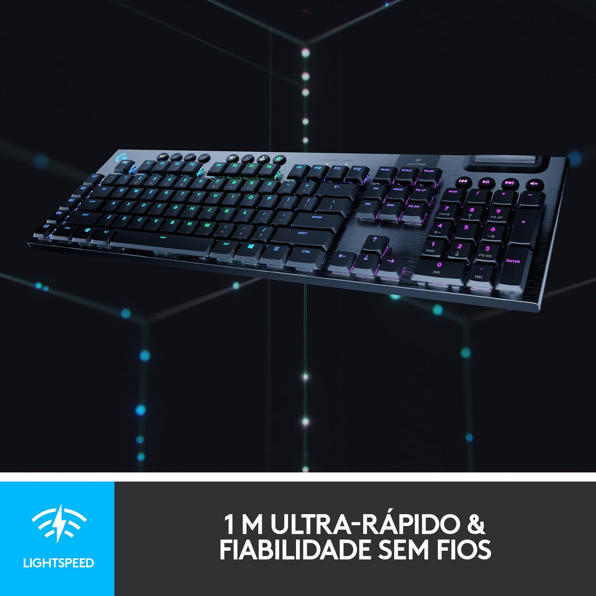 Logitech G915 LIGHTSPEED Teclado Gaming Mecánico Inalámbrico con teclas GL, Tactile de Bajo Perfil, LIGHTSYNC RGB, Diseño Ultra Delgado, 30 Horas de Duración de la Batería, QWERTY Portugués, Negro