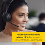 Jabra Evolve2 65 Auriculares Inalámbricos Estéreo PC con Cancelación de Ruido - Certificados para Microsoft Teams - Batería de Larga Duración - Adaptador Bluetooth USB-A - Negro