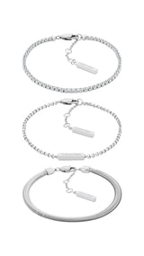 Calvin Klein Set de 3 Pulseras para Mujer Colección CK TRIO en Acero Inoxidable con Cristales - 35000796, Silver