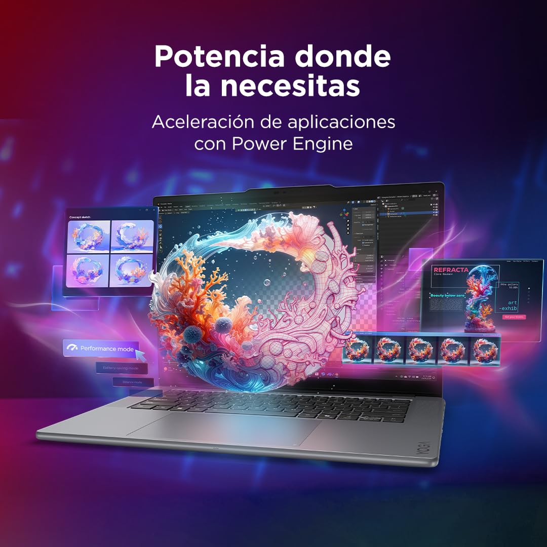 Lenovo Yoga Pro 7 Gen 11 Aura Edition – Portátil IA 15.3" OLED 2.5K (Intel Core Ultra 7 356H, NVIDIA GeForce RTX 5050, 32 GB RAM, 1 TB SSD, Wi-Fi 7, Win 11 Home, Copilot+ PC) QWERTY Español, Gris Luna