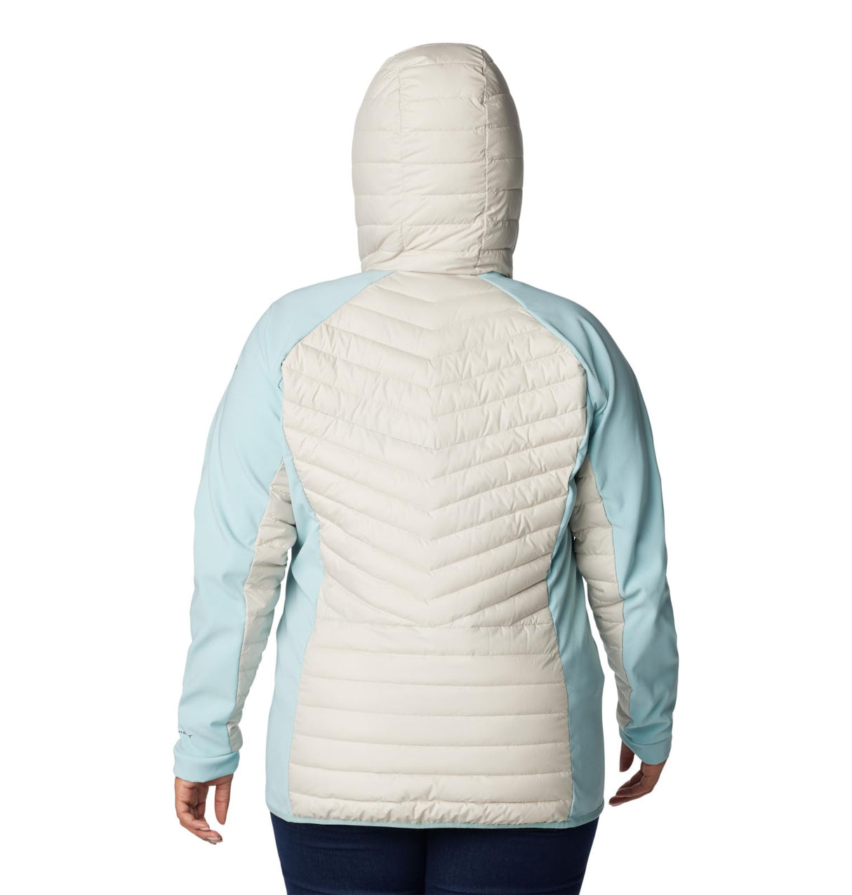 Columbia Powder Lite-Chaqueta híbrida con Capucha Acolchada, Mujer, Piedra Oscura, Aqua Haze, M