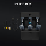 Logitech G PRO Racing Pedals - Pedales de simulación de carreras con freno con celda de carga de 100 kg, totalmente personalizables, resortes y elastómeros intercambiables, diseño modular, Negro