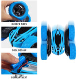 FunsLane RC Stunt Car con Control Remoto, 2.4 GHz RC Racing Trucks Off Road, 4WD Doble Cara 360 ° Giros y Volteretas RC Crawler Juguetes al Aire Libre para niños, Azul