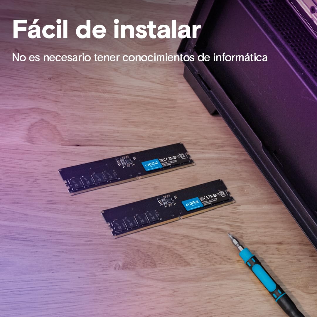 Crucial RAM Kit de 32GB (2x16GB) DDR5 a 5600MHz (o 5200MHz o 4800MHz) Memoria de Escritorio CT2K16G56C46U5