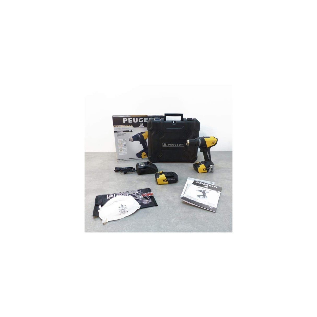 Peugeot 250312 Energydrill-18V20 - Taladro inalámbrico con 2 baterías de 2 Ah, 18 V, color gris