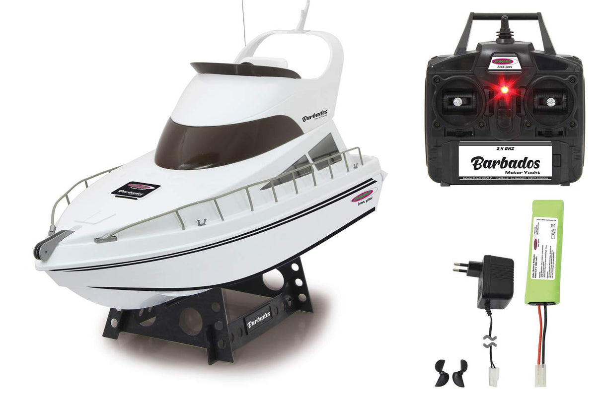 Jamara 040670 - Barbados RC-Yate 2,4GHz - Funcionamiento multijugador, 2 Motores, Fácil de controlar, Tapa con Cerradura rapida