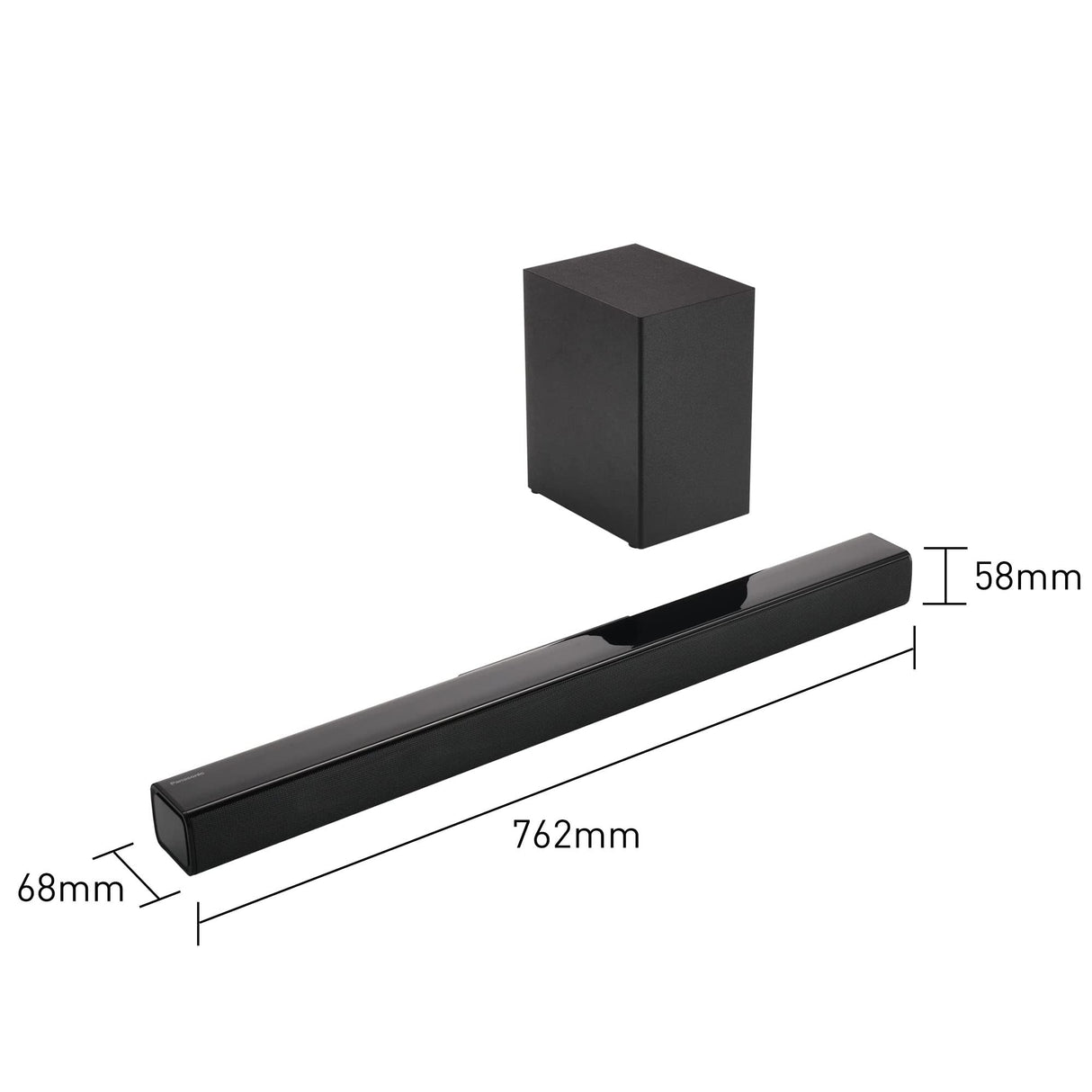Panasonic SC-HTB150 Barra de Sonido (Inalámbrico y Alámbrico con Subwoofer Inalámbrico, 2.1 Canales, Altavoz Soundbar, 100 W, Bass Reflex, HDMI), Negro