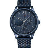 Tommy Hilfiger Reloj Analógico de Cuarzo Multifunción para Hombre con Correa de Malla de Acero Inoxidable Azul - 1791421