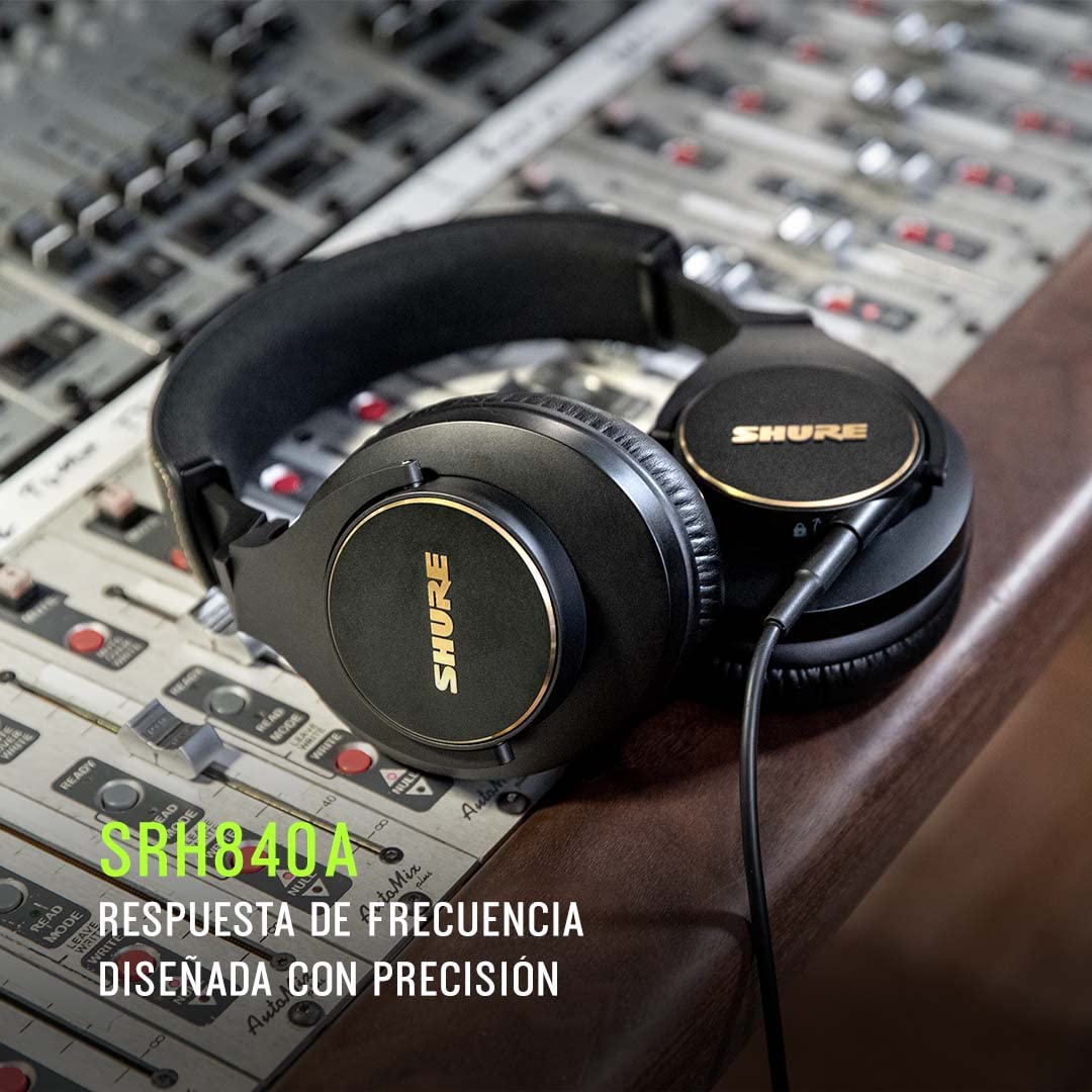 Shure SRH840A Auriculares con Cable de oído para Escuchar y monitoreo crítico, Profesionales, Sonido detallado, diseño Ajustable y Plegable