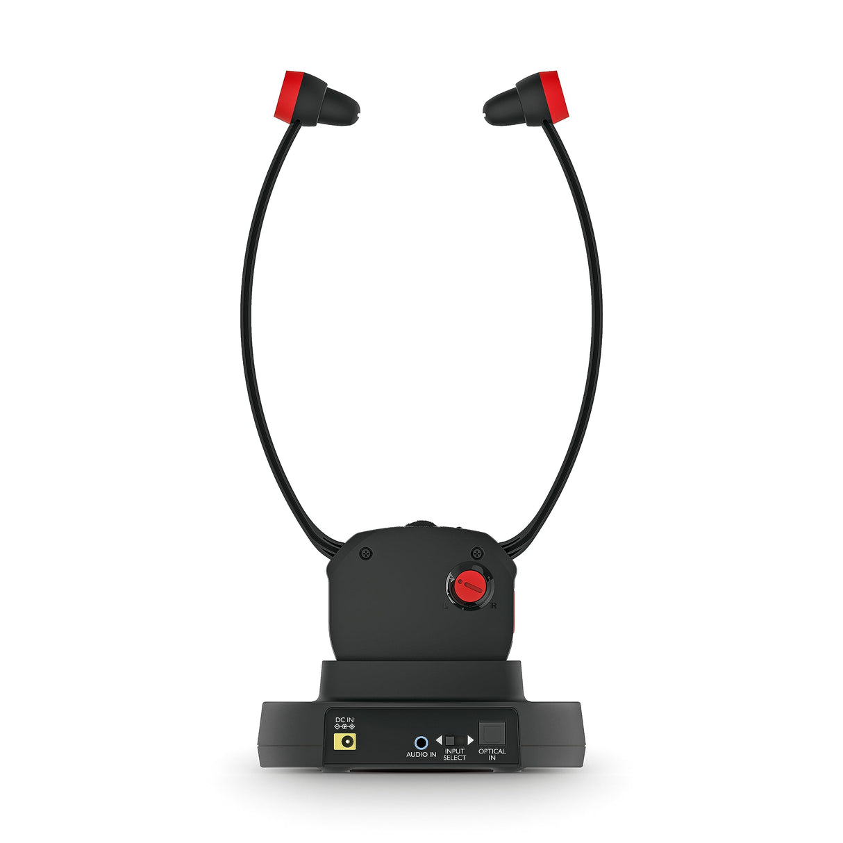 Emporia Auriculares inalámbricos para TV, con estación de Carga, Ideales para Personas Mayores, cómodos y Sencillos, fáciles de Usar, compatibles con Todos los Dispositivos de TV, Color Negro y Rojo