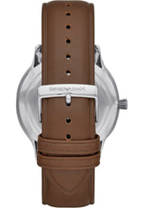 EMPORIO ARMANI Watch For Men, Quartz Three Hand Date Movement and 43mm Case Size with Leather Strap