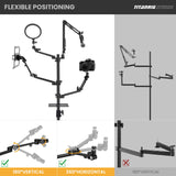 TARION Soporte Camara Mesa Brazo: Soporte para Camara de Escritorio Flexible Overhead Camera Mount Rig Fotografia con Brazo Articulado para Luz de Anillo Micrófono Video Titanrig(Conjunto de Pasillo)