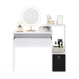 Furinno Econ Multipurpose Home Office Escritorio, Tabla de Madera aglomerada, Blanco/Negro, 40.01 x 40.01 x 86.61 cm