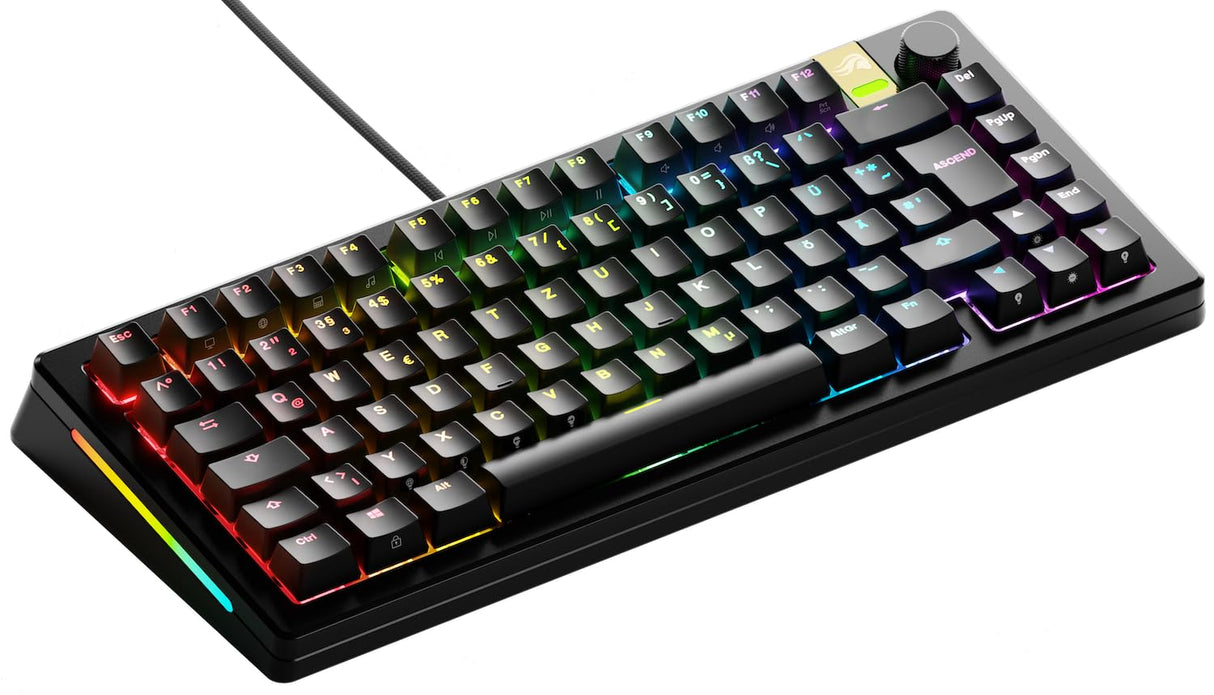 Glorious Gaming GMMK 3 Pro HE: Teclado de Respuesta rápida, Hall Effect, Carcasa de Aluminio, sondeo 8K, switches magnéticos y Hot Swap MX, Juntas modulares, TKL 75%, QWERTZ alemán - Negro