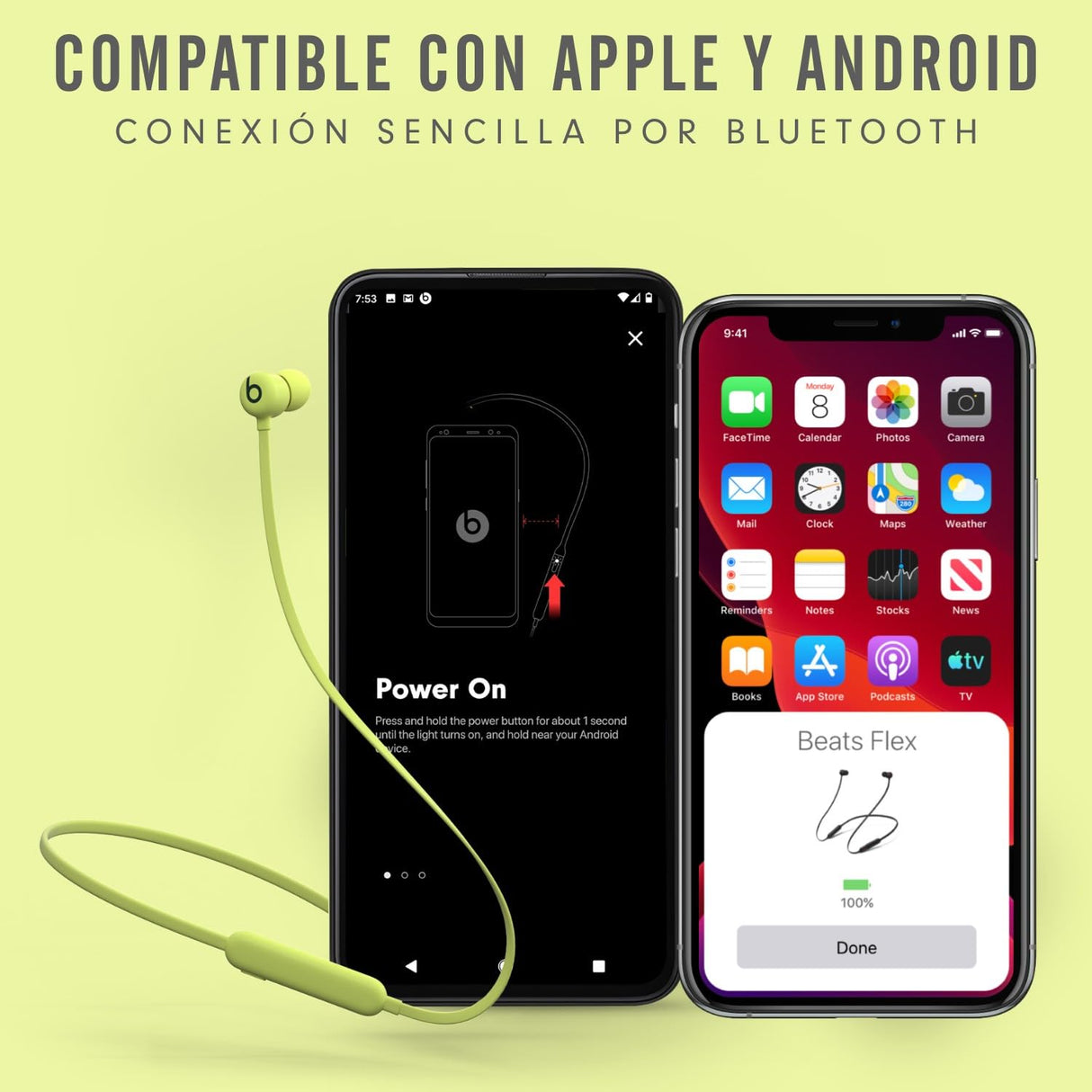 Beats Auriculares inalámbricos Flex – Chip Apple W1, Auriculares magnéticos, Bluetooth de Clase 1, 12 Horas de Sonido ininterrumpido - Azul