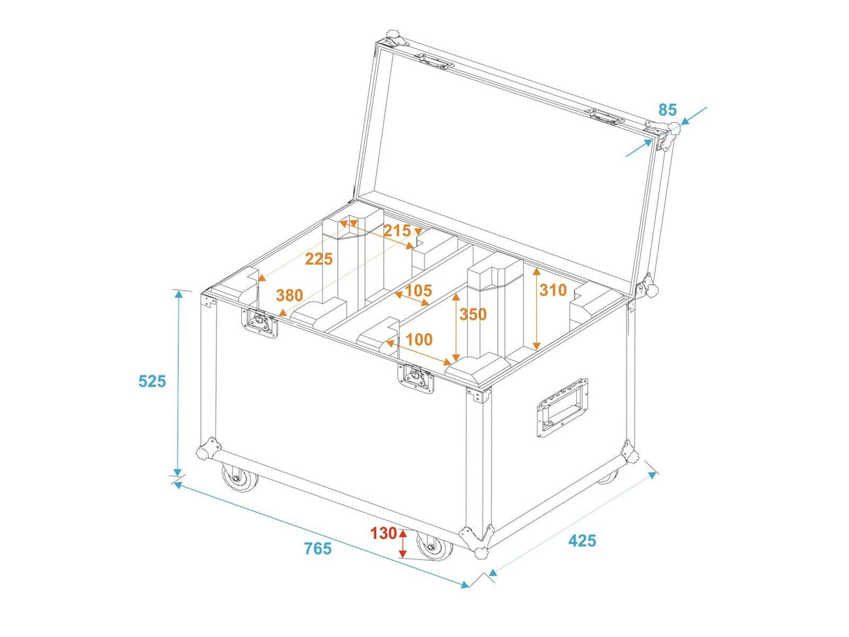 ROADINGER 31005084 Flightcase 2 x Tmh X5 con Ruedas, Multicolor, Talla única