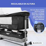 Mobiclinic®, Cuna 3 en 1, Night, Altura Ajustable, Colchón, Mosquitera, Ruedas 360º, Correas de Sujeción, Cesta de Almacenamiento, hasta 20 kg, Negro