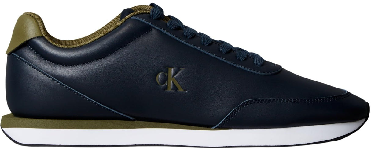 Calvin Klein Runner Sneaker Hombre Retro de Piel, Multicolor (Navy/Capers), 42
