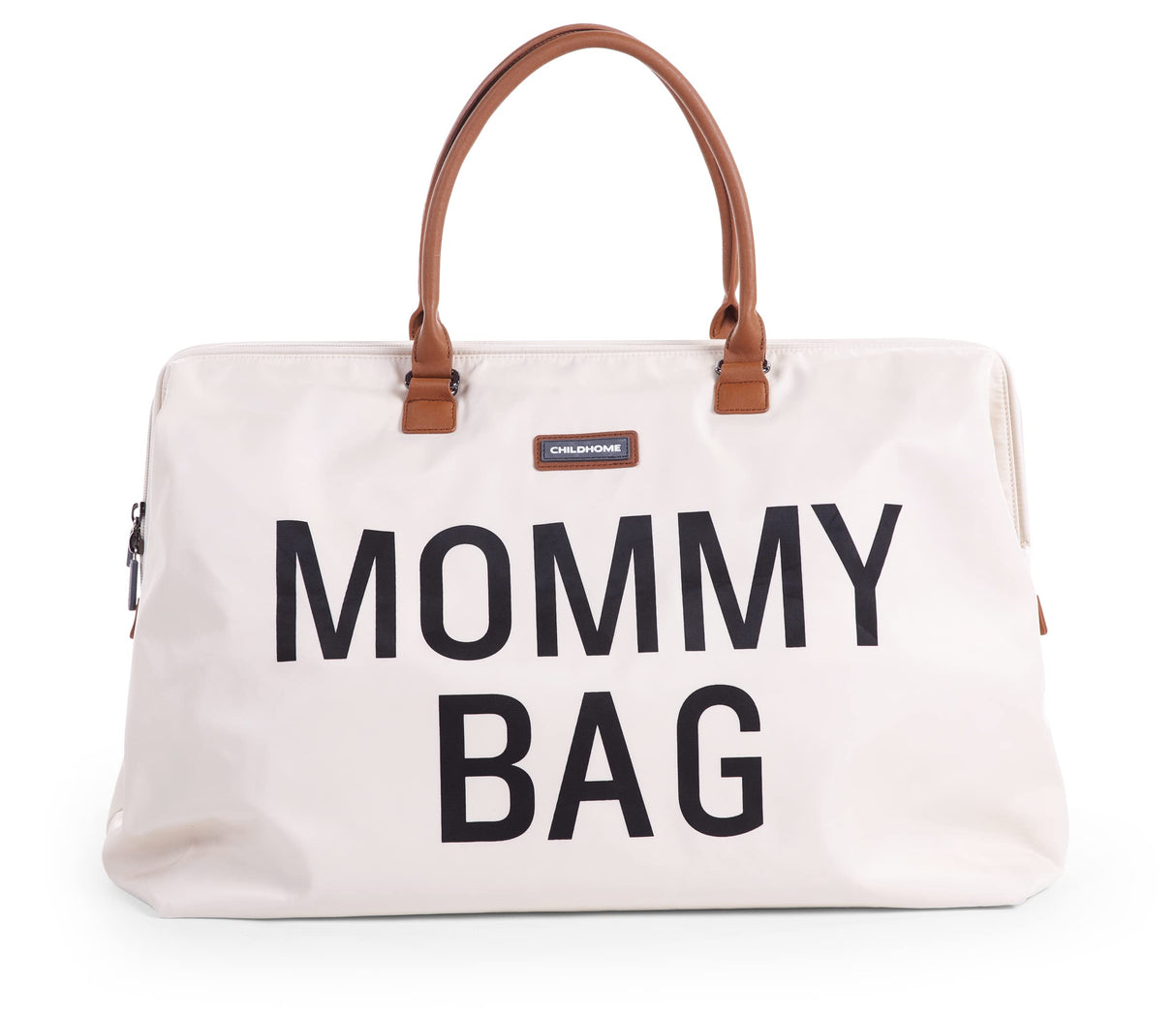 CHILDHOME, Mommy Bag, bolso cambiador, maternidad, bolso de viaje, gran capacidad, cambiador, correa ajustable para el hombro, compartimentado, bolsillo termico, pasaje para la maleta, Crudo y negro