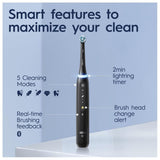 Oral-B iO5 - Cepillos de dientes eléctricos para adultos, 1 cabezal de cepillo de dientes y estuche de viaje, 5 modos con blanqueamiento de dientes, enchufe británico de 2 pines, color negro