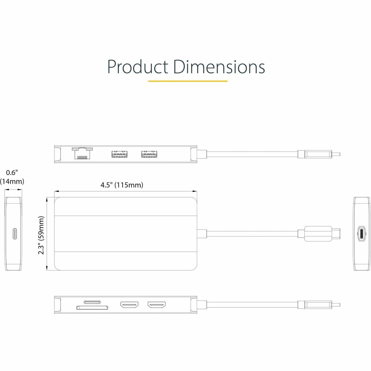 StarTech.com Adaptador Multipuertos USB C 2x HDMI 4K 60Hz, Hub USB-A 3.1 2Pt 5Gbps, PD 100W, GbE, SD/MicroSD, Cable de 30cm, Docking Station USB Tipo C de Viajes para Portátiles (120B-USBC-MULTIPORT)