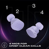 JBL Auriculares Tune Buds In-Ear, inalámbricos, resistentes al agua, cancelación de ruido y tecnología de 4 micrófonos, con batería de hasta 48 horas de duración, en morado