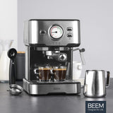 BEEM ESPRESSO-SELECT Máquina de café espresso en diseño clásico | Máquina portafiltros con 15 bar y boquilla de espuma de leche profesional para tus especialidades de café | Especialidades del café