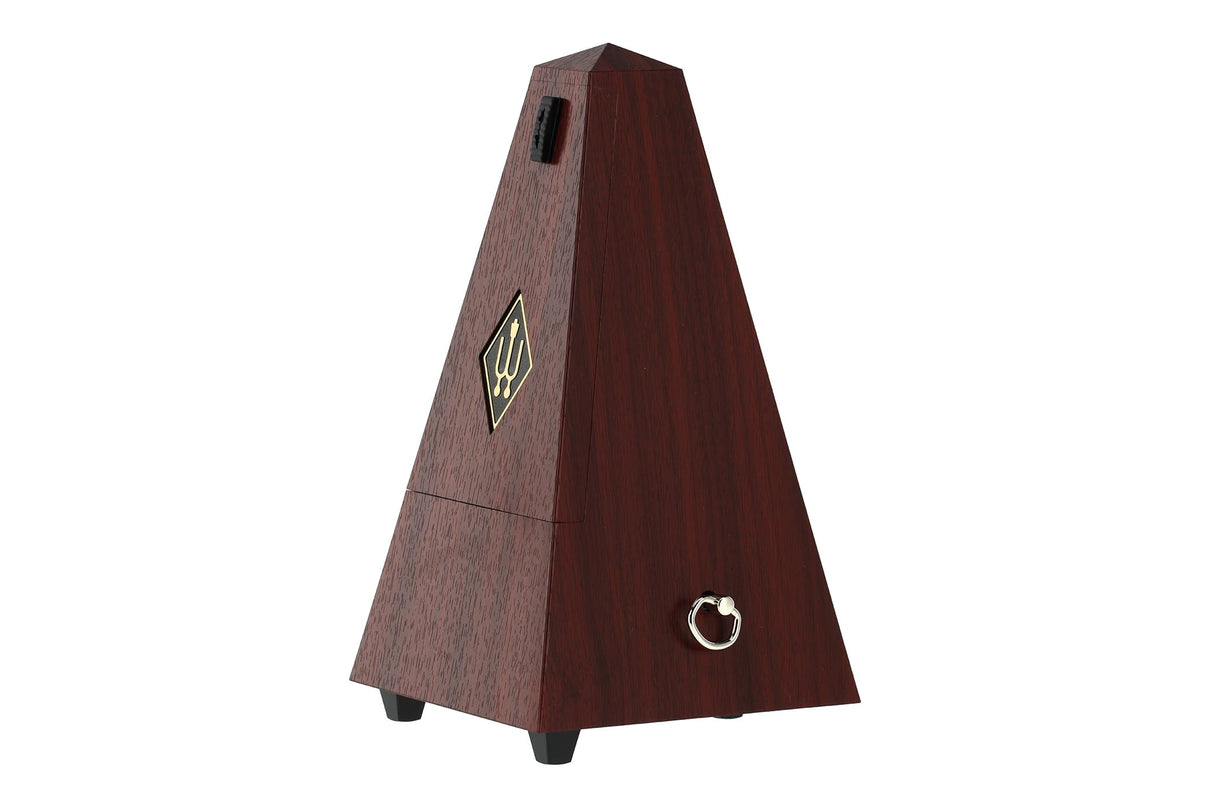 Wittner Metrónomo Taktell en forma de pirámide Sistema Maelzel Serie 845 - Carcasa de plástico - Sin campana - Grano de caoba - Mecánico con cuerda - No se requieren baterías - Hecho en Alemania