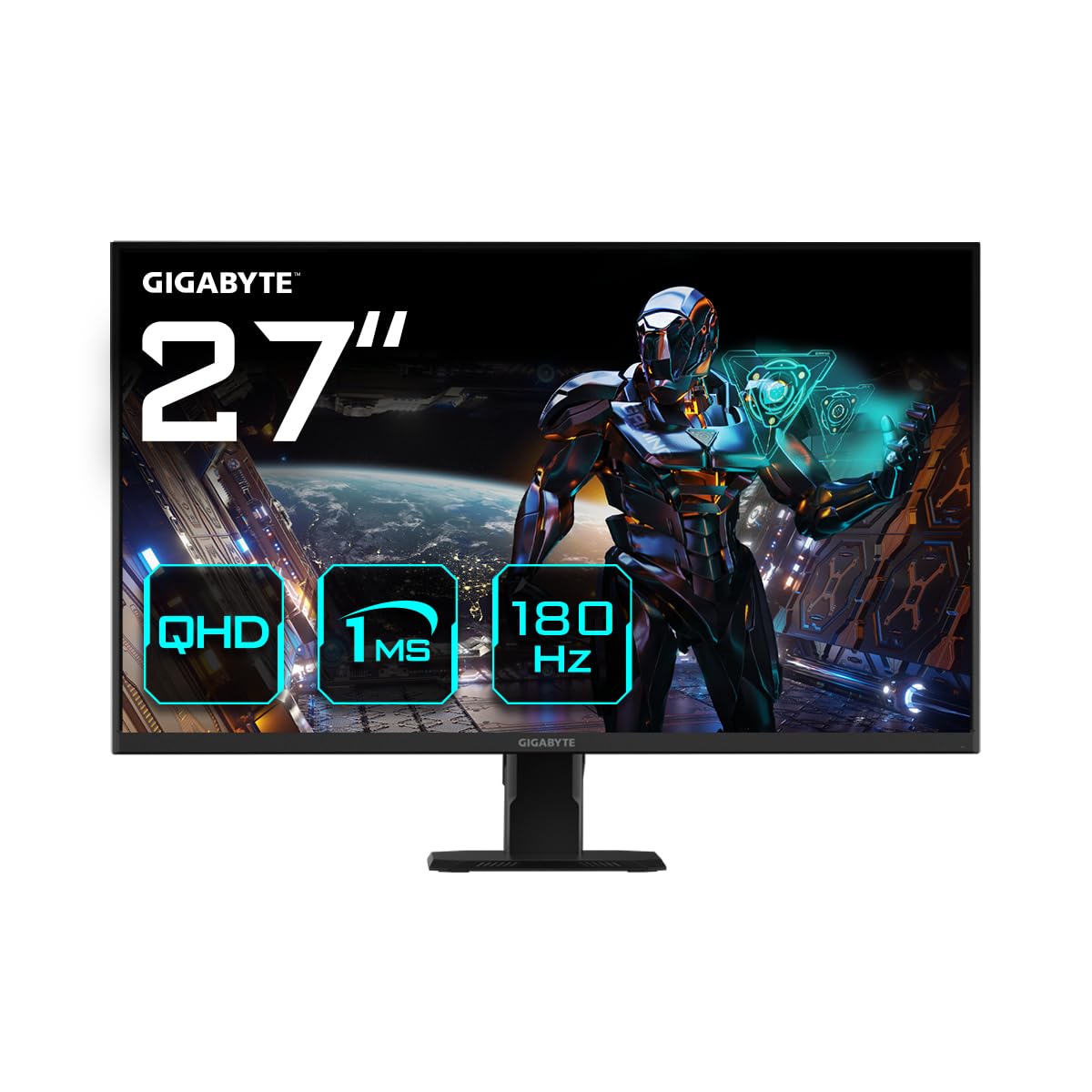 Gigabyte GS27QA 27" Monitor de Juego QHD - 2560 x 1440, 180Hz, 1ms, 300 CD/m², FreeSync, HDR Ready, HDMI 2.0, Displayport 1.4