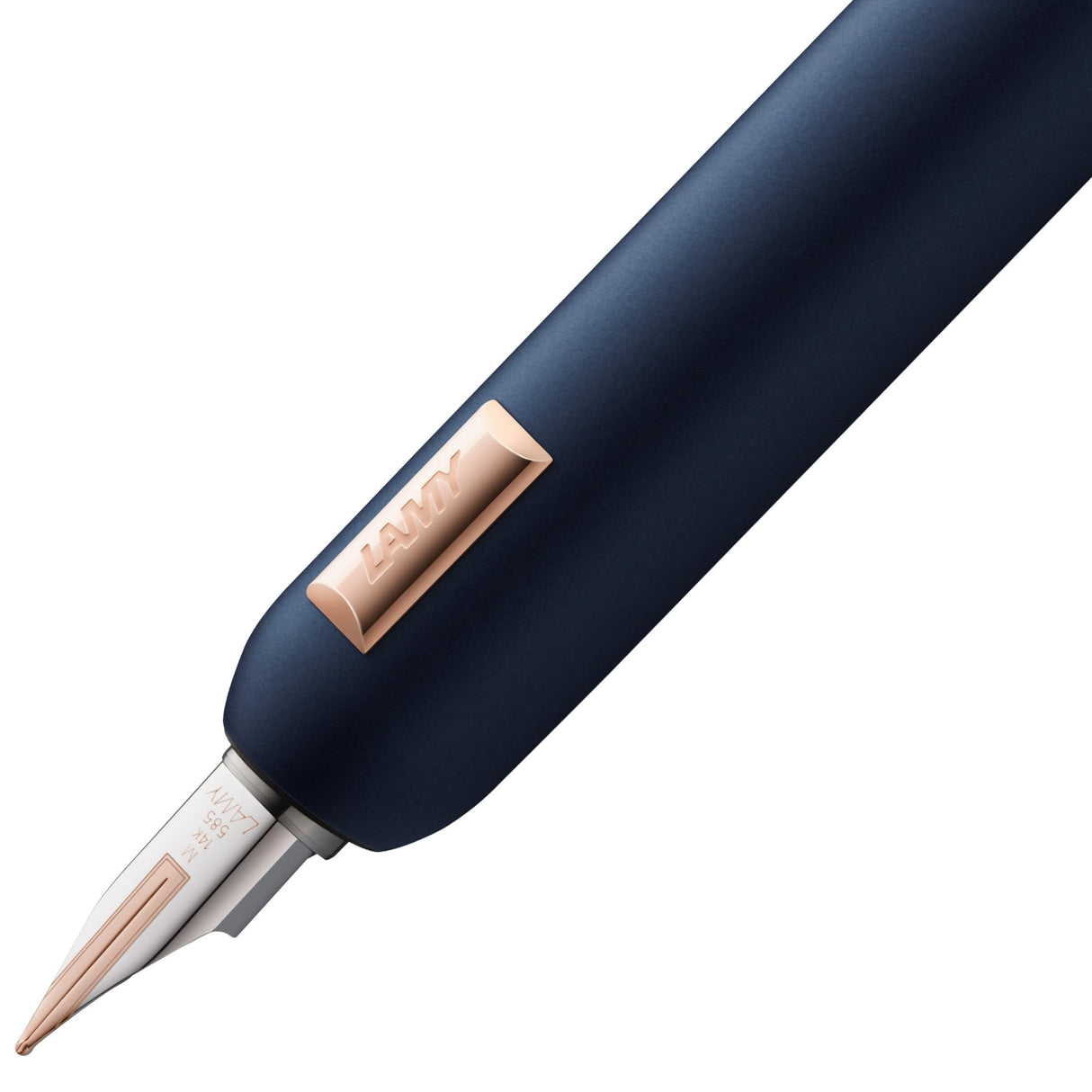 LAMY Dialog cc 081 – Pluma estilográfica noble en acabado de pintura azul mate con mecanismo de giro y totalmente retráctil parcialmente platino de 14 quilates, pluma de oro rosa, grosor de la pluma F
