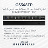 NETGEAR Smart Managed Essentials 52-Port Gigabit Ethernet S350 Series PoE+ Switch - 48 x 1G PoE+ at 380W, 4 x 1G Dedicated SFP - Desktop or Rack Support (GS324TPv2)