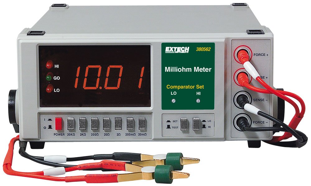 Extech 380562 Medidor de miliohm de precisión y alta resolución, 220 VCA